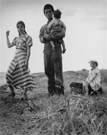 (DOROTHEA LANGE) (1895-1965) 5 promotional photos, including Migrant Mother, accompanied by Dorothea Lange: Photographs of a Lifetime.